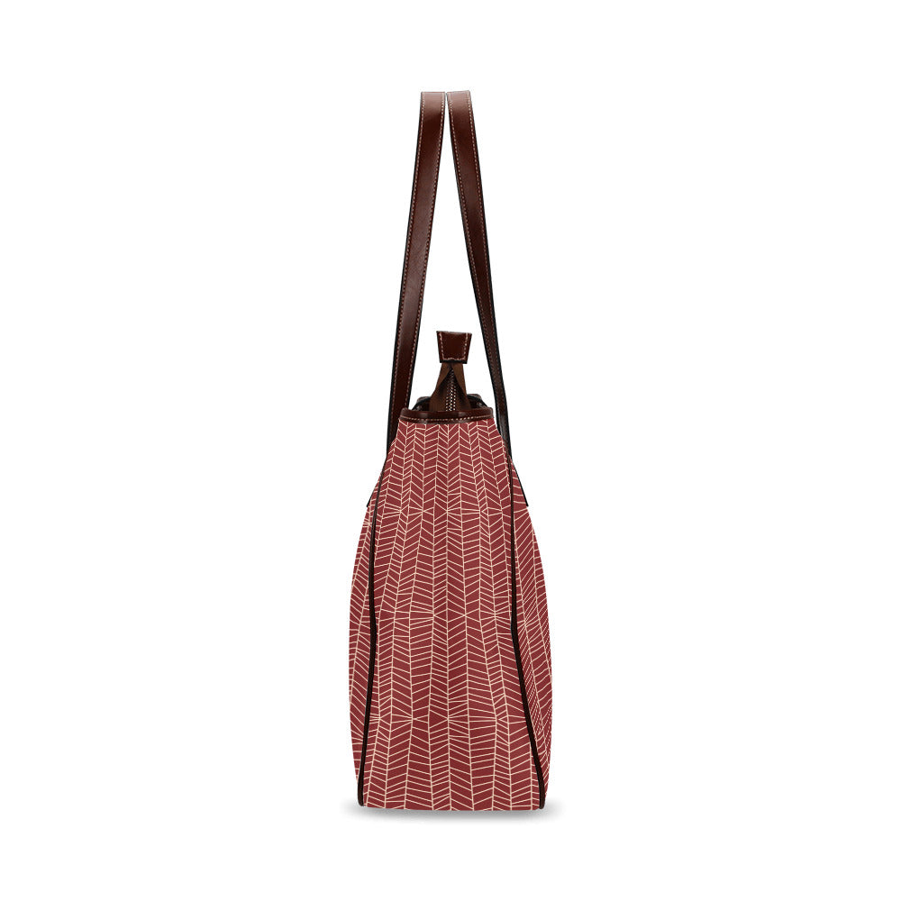 Herringbone - Berry Classic Tote Handbag
