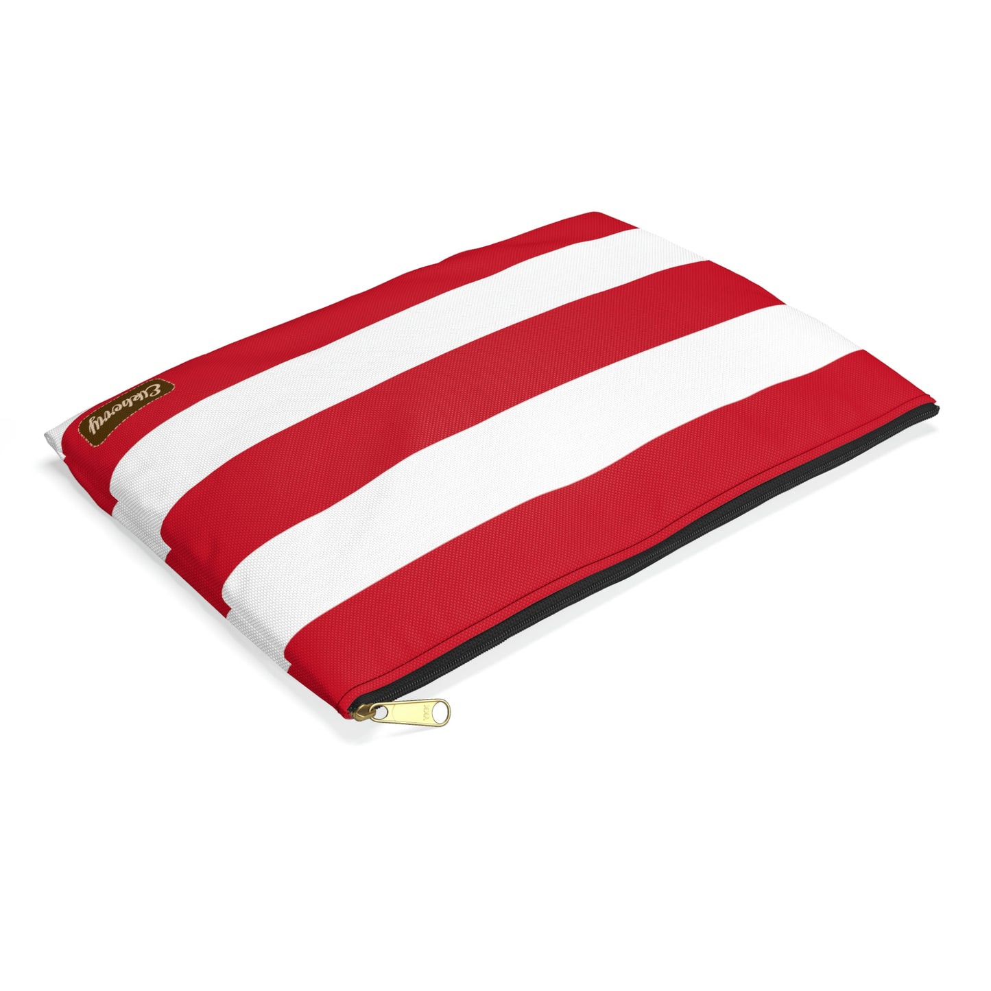 Flat Zipper Pouch - Red/White Stripes