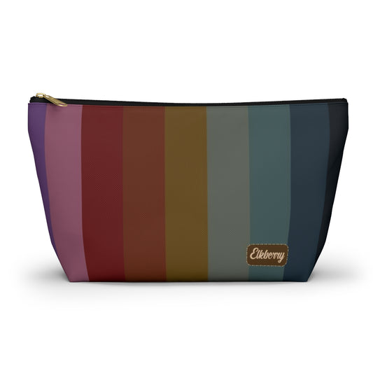 Big Bottom Zipper Pouch - Jewel Tone Rainbow, Vertical