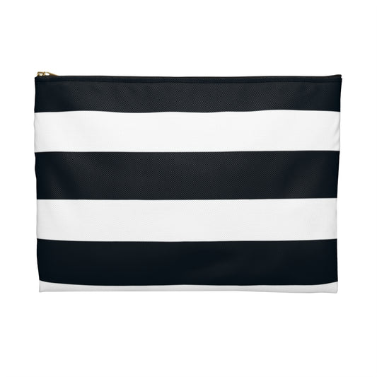 Flat Zipper Pouch - Navy/White Stripes