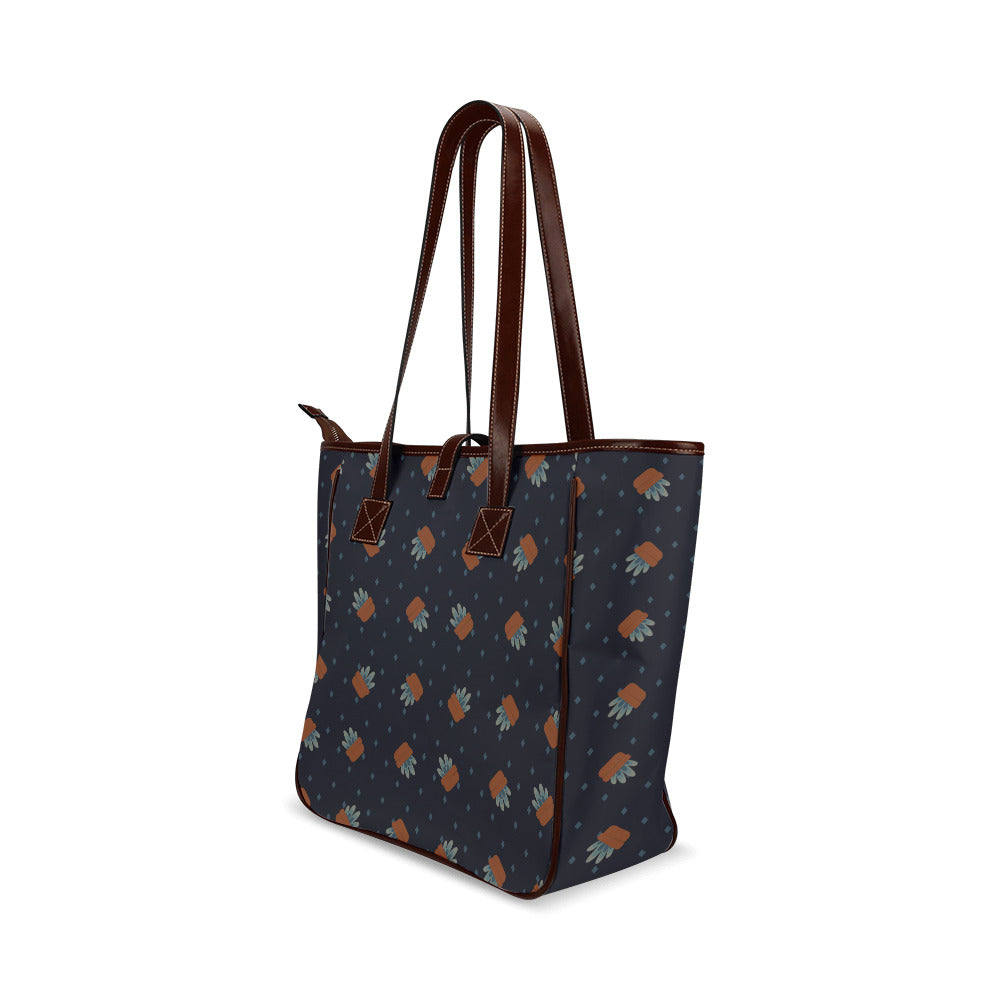 Little Plants - Navy Classic Tote Handbag