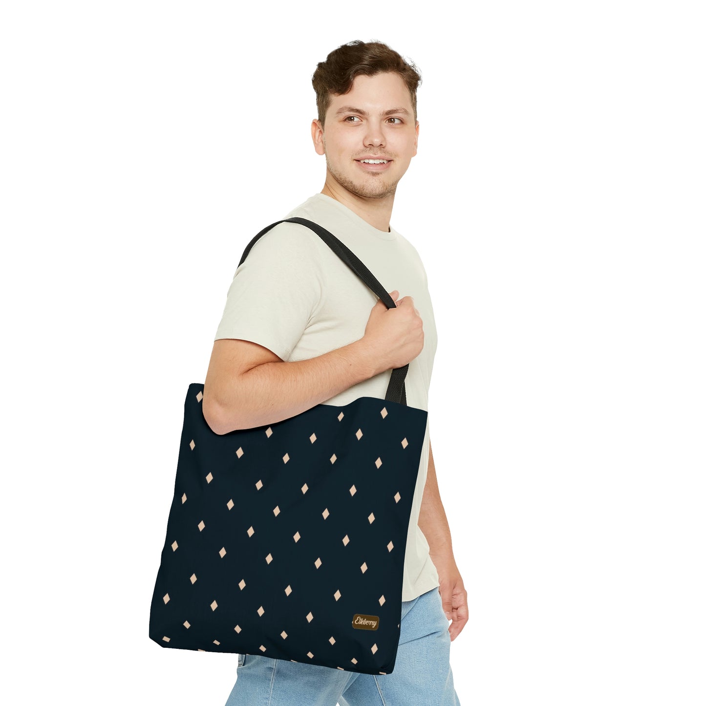 Lightweight Tote Bag - Diamonds on Navy