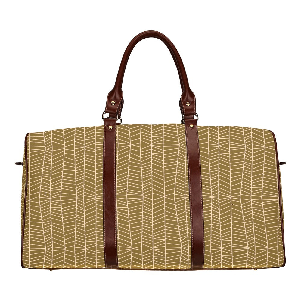 Herringbone - Mustard Waterproof Travel Bag (Small)