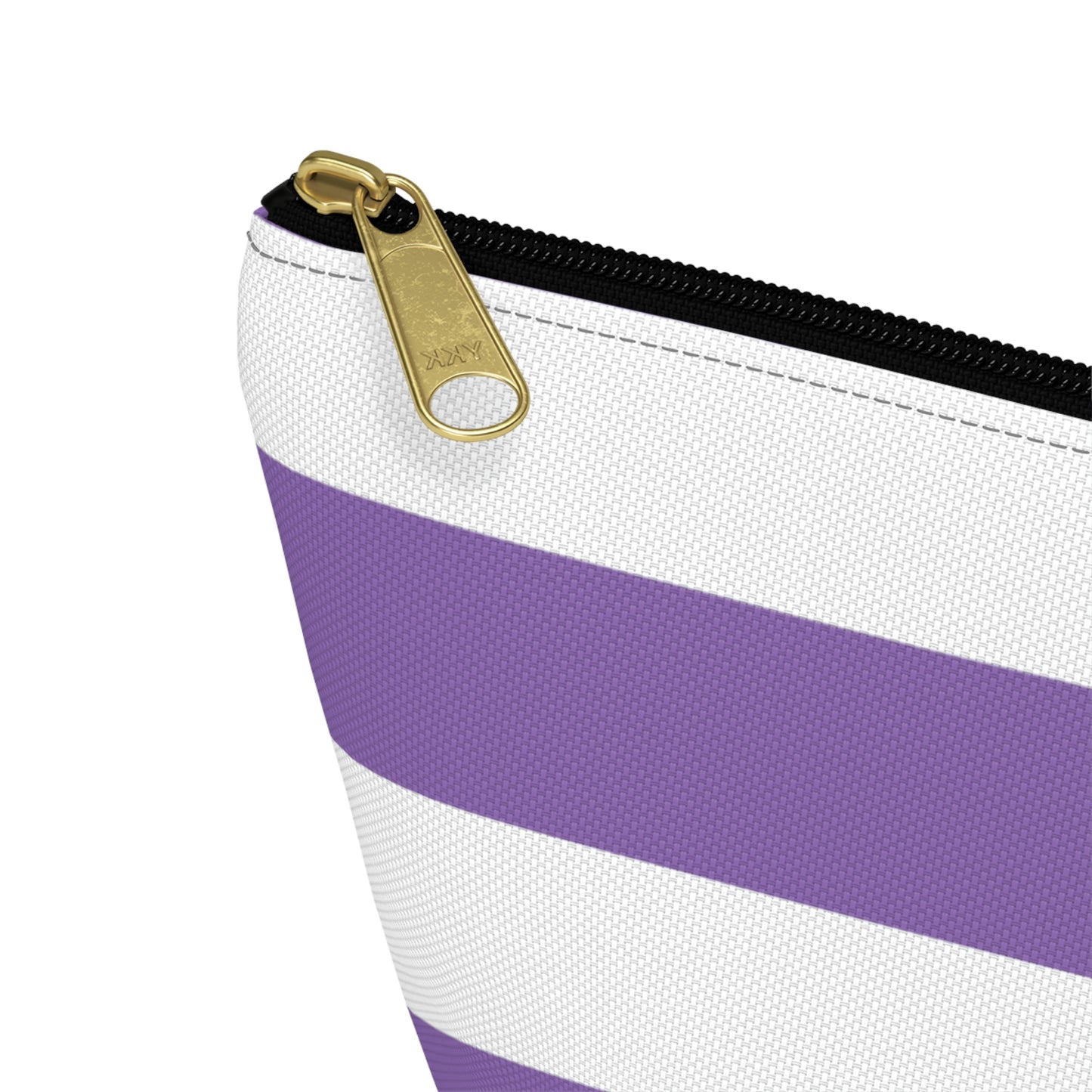 Big Bottom Zipper Pouch - Lilac/White Stripes