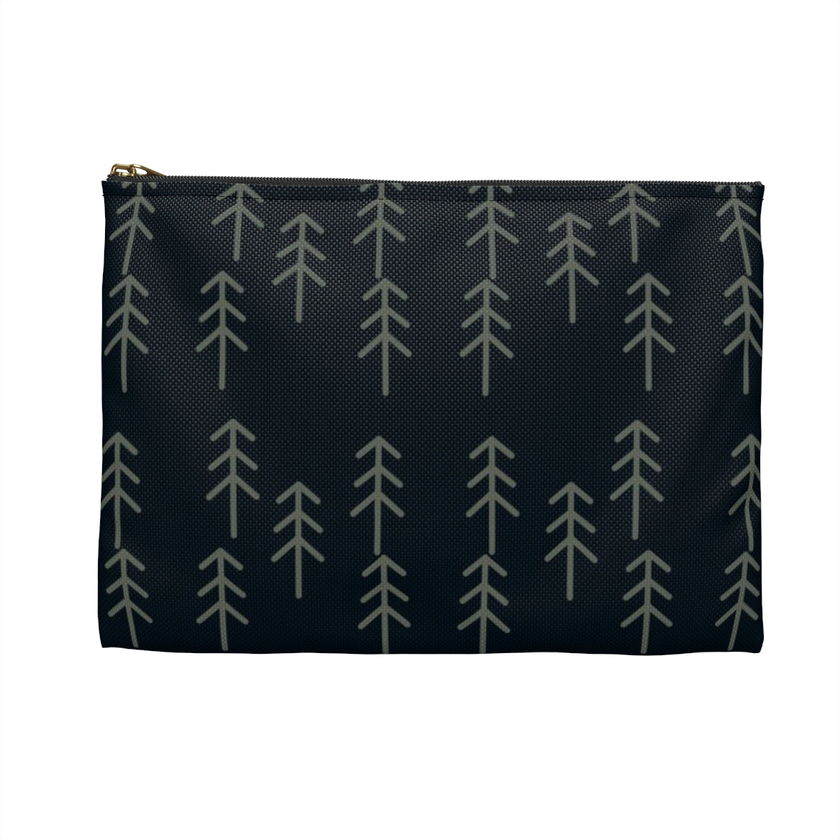 Flat Zipper Pouch - Stick Trees in Navy