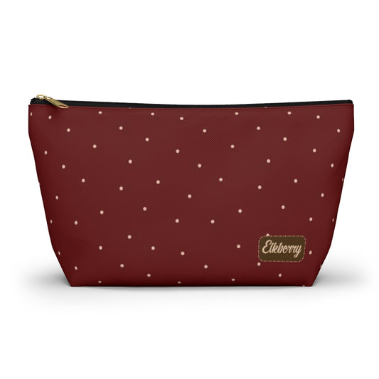 Big Bottom Zipper Pouch - Dots on Berry