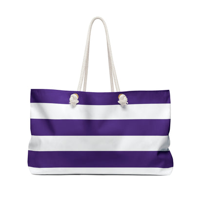 Weekender Tote Bag - Purple/White Stripes