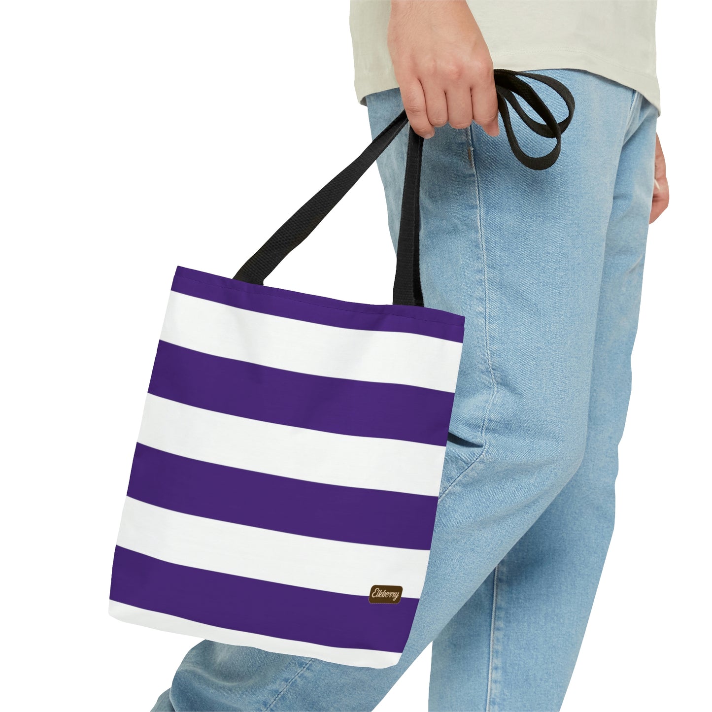 Lightweight Tote Bag - Purple/White Stripes