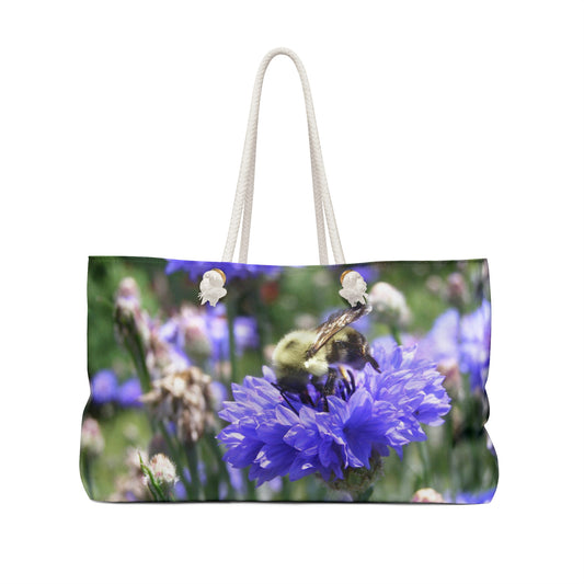 Weekender Tote Bag - Bee on Bachelor's Button