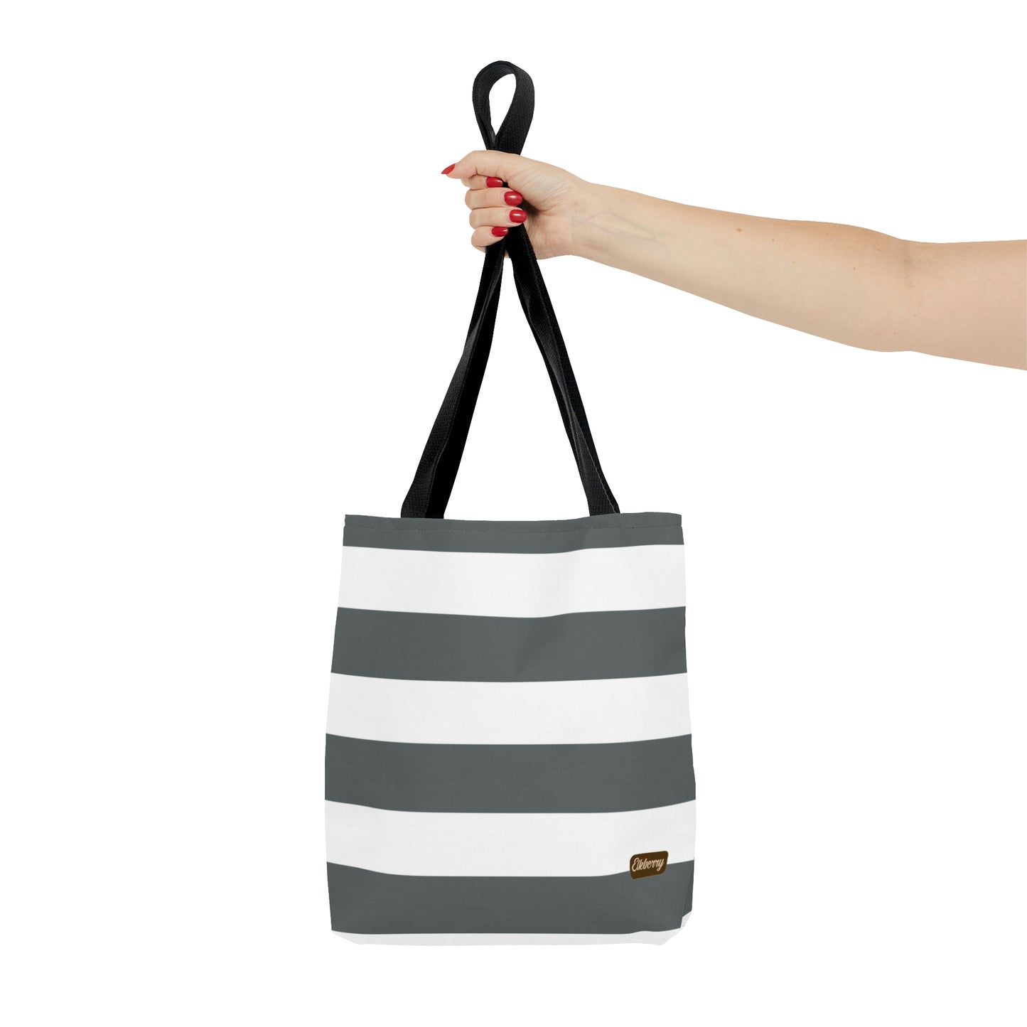Lightweight Tote Bag - Charcoal Gray/White Stripes