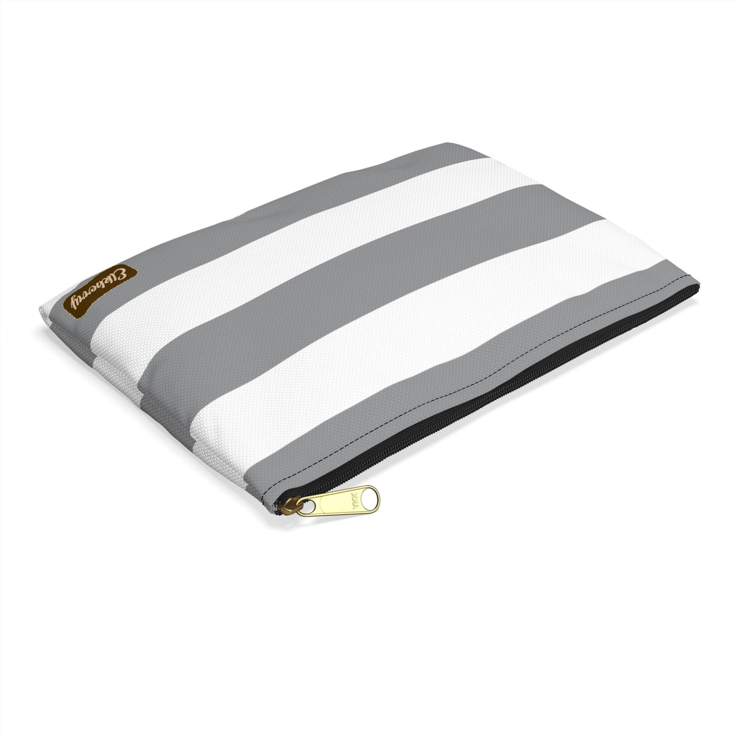 Flat Zipper Pouch - Ash Gray/White Stripes