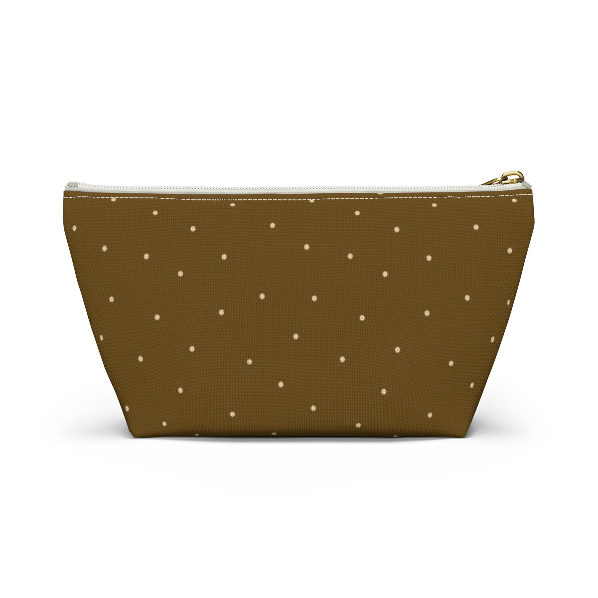 Big Bottom Zipper Pouch - Dots on Mustard