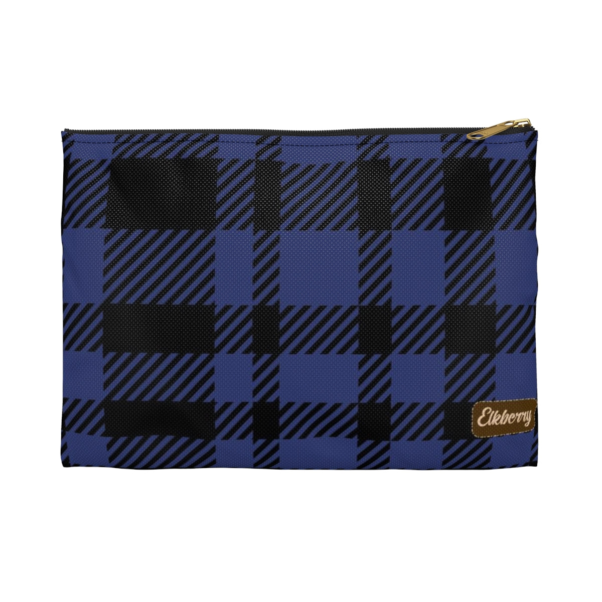 Flat Zipper Pouch - Blue Buffalo Check, Blue Plaid