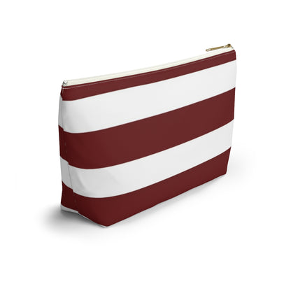 Big Bottom Zipper Pouch - Berry/White Stripes