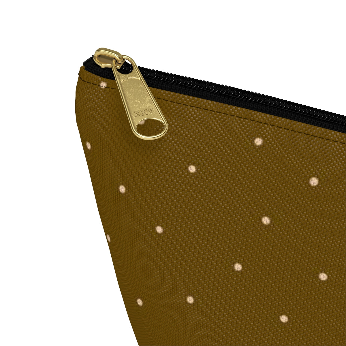 Big Bottom Zipper Pouch - Dots on Mustard