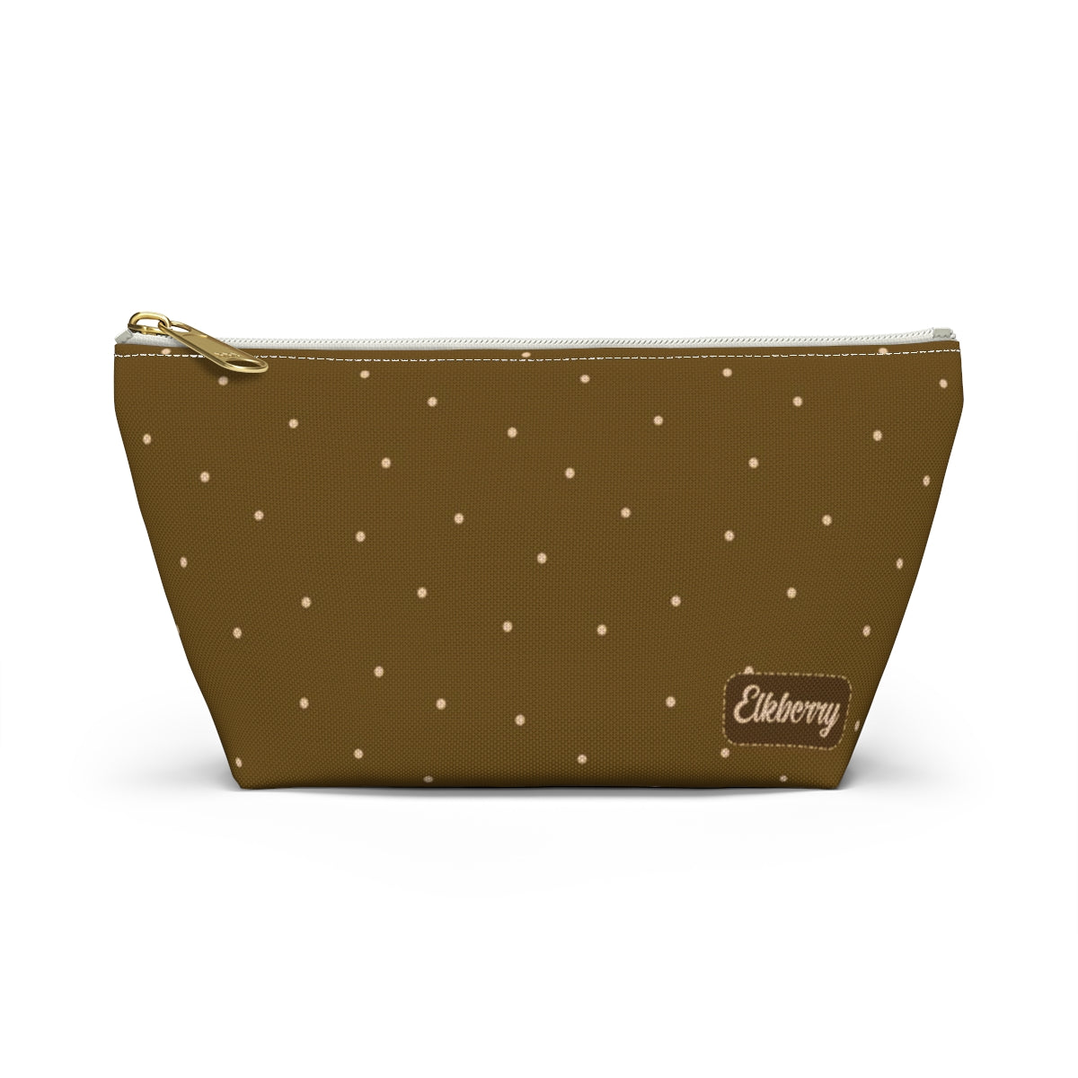 Big Bottom Zipper Pouch - Dots on Mustard