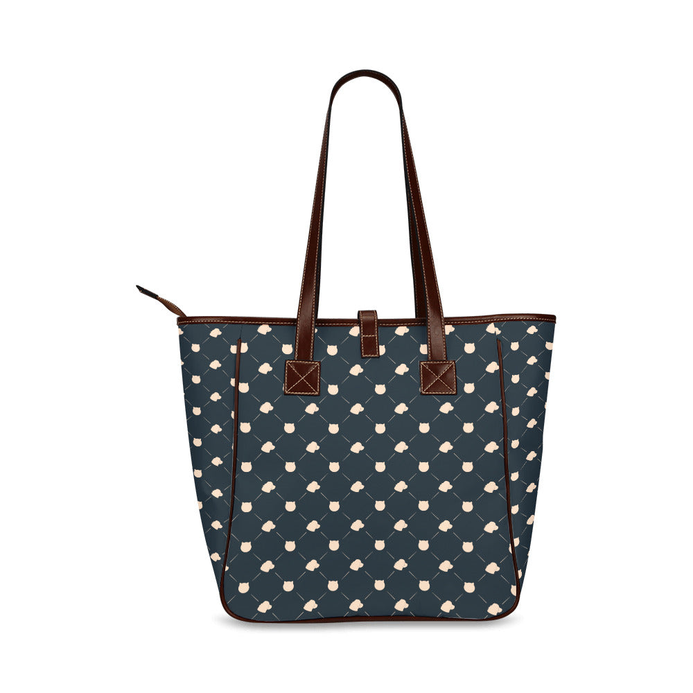 Cat & Dog - Navy Classic Tote Handbag