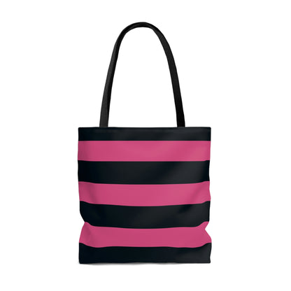 Lightweight Tote Bag - Hot Pink/Navy Stripes