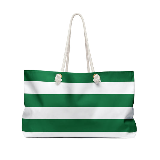 Weekender Tote Bag - Kelly Green/White Stripes