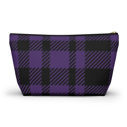 Big Bottom Zipper Pouch - Purple Buffalo Check, Purple Plaid