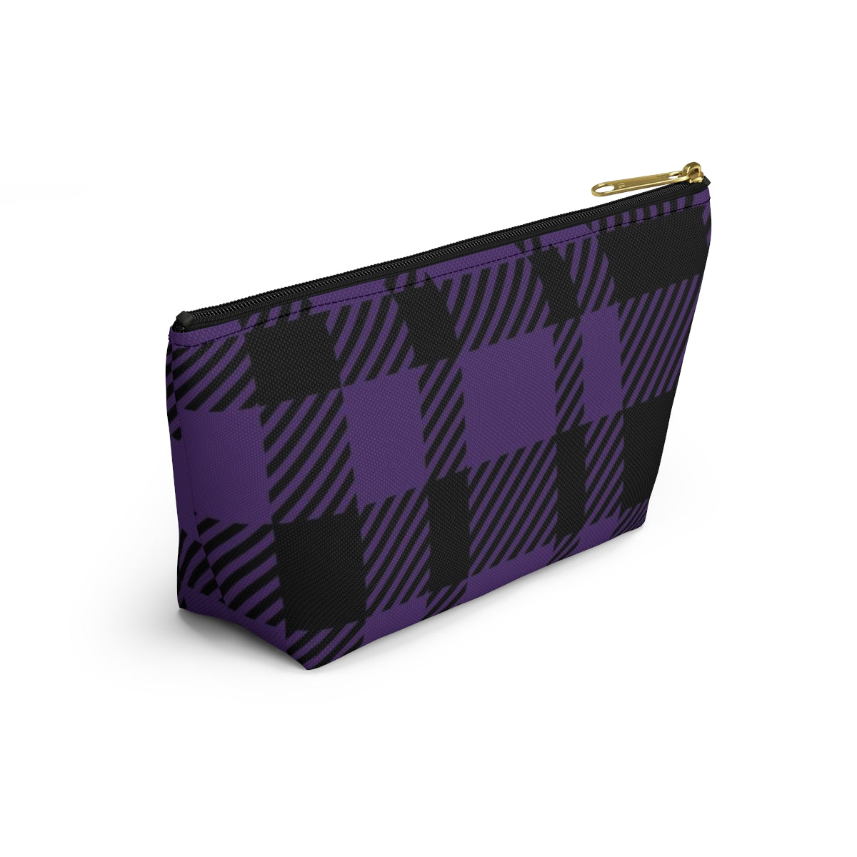 Big Bottom Zipper Pouch - Purple Buffalo Check, Purple Plaid