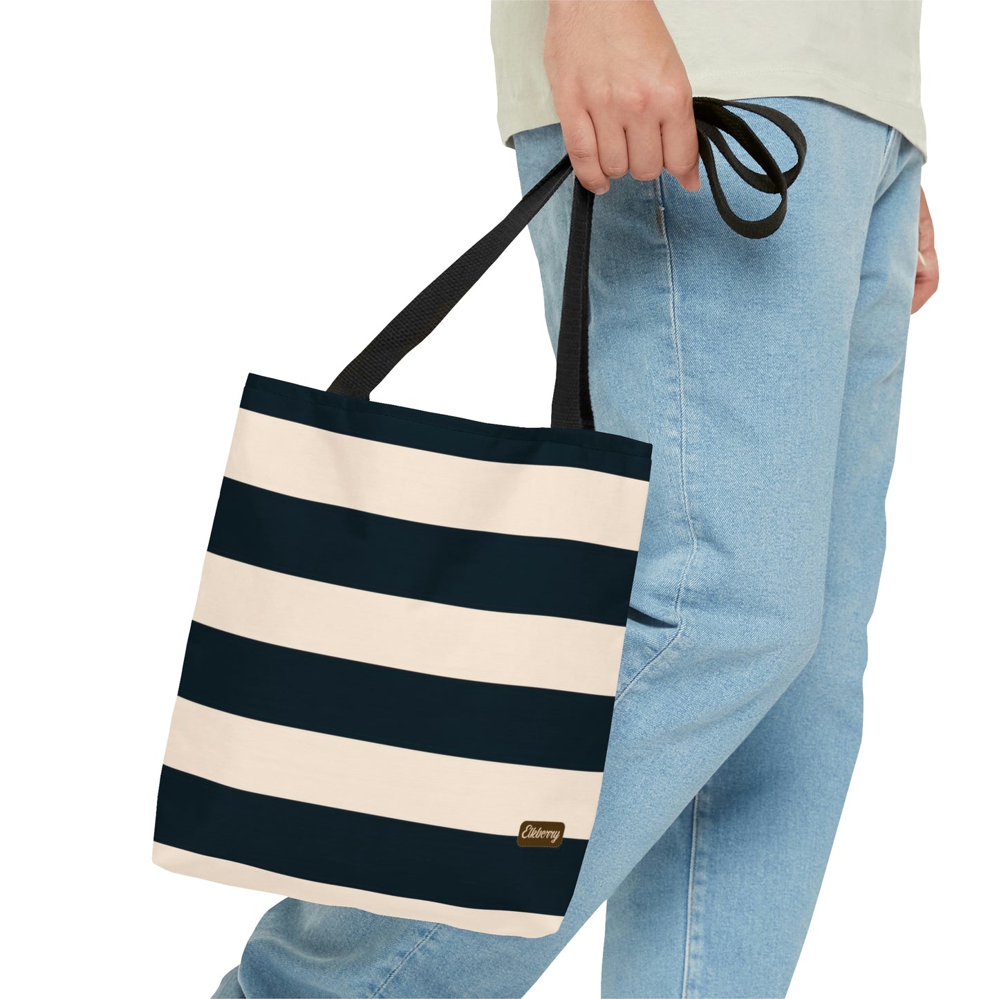 Lightweight Tote Bag - Navy/Cream Stripes