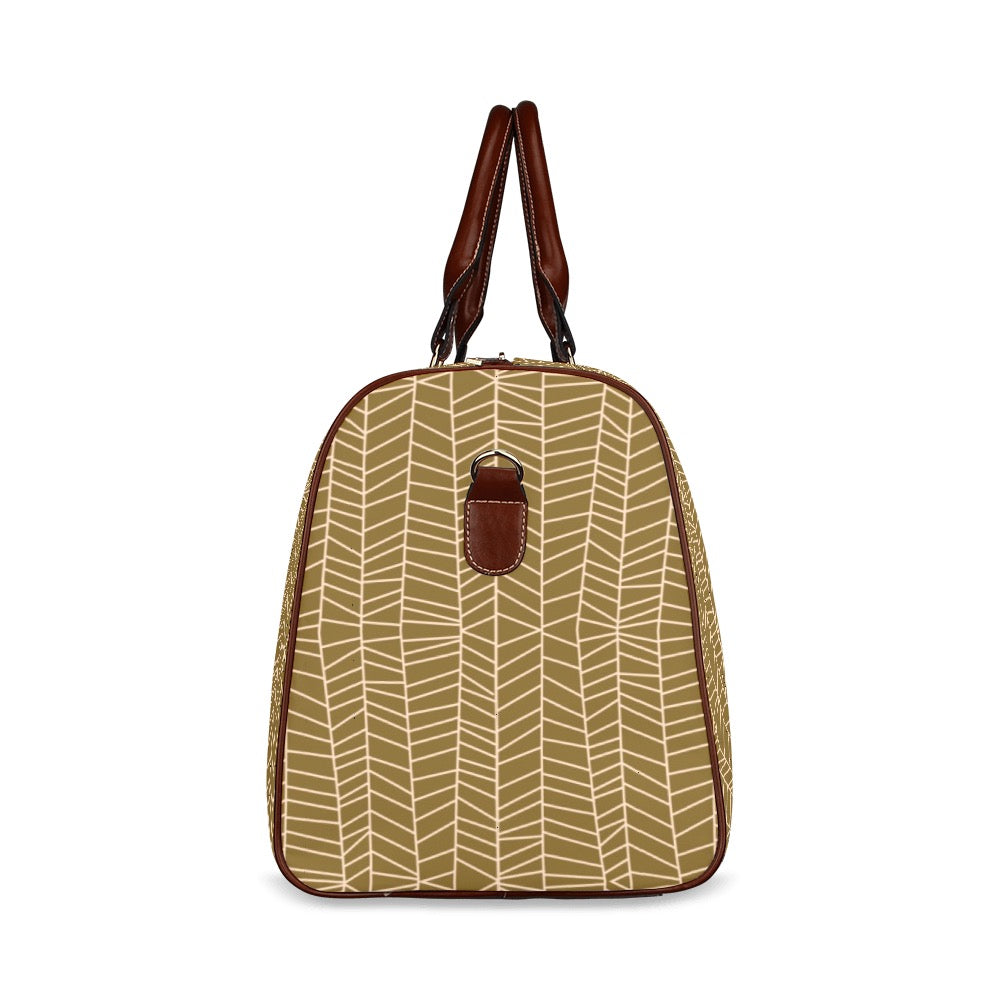 Herringbone - Mustard Waterproof Travel Bag (Small)