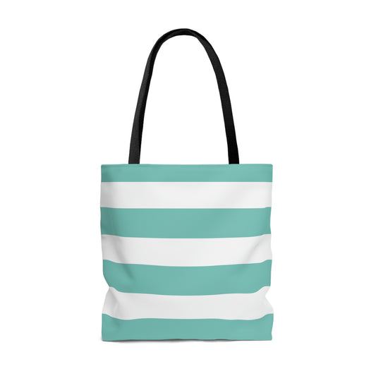 Lightweight Tote Bag - Aqua/White Stripes
