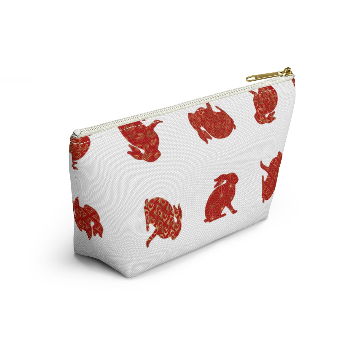 Big Bottom Zipper Pouch - Rabbit Silhouette