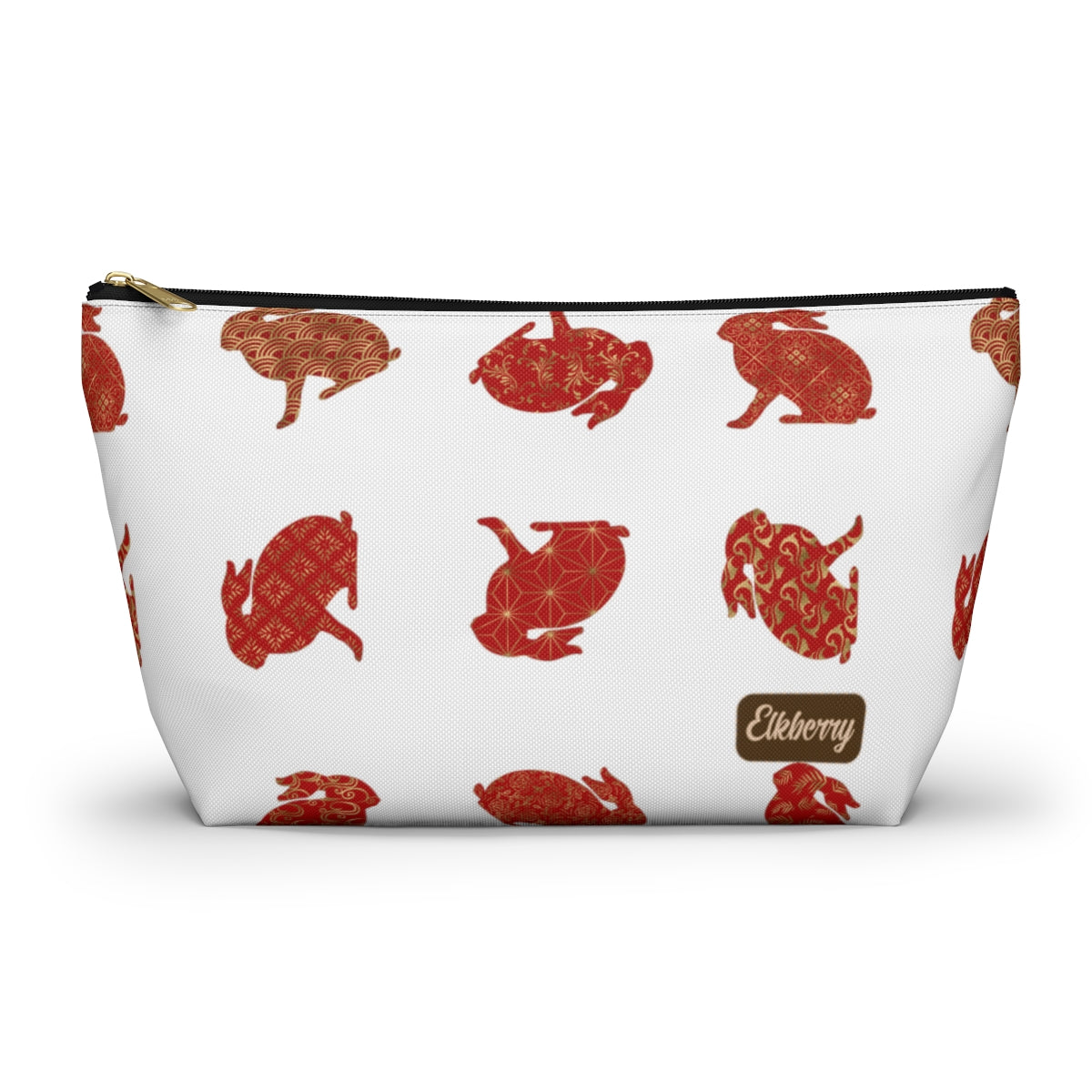 Big Bottom Zipper Pouch - Rabbit Silhouette