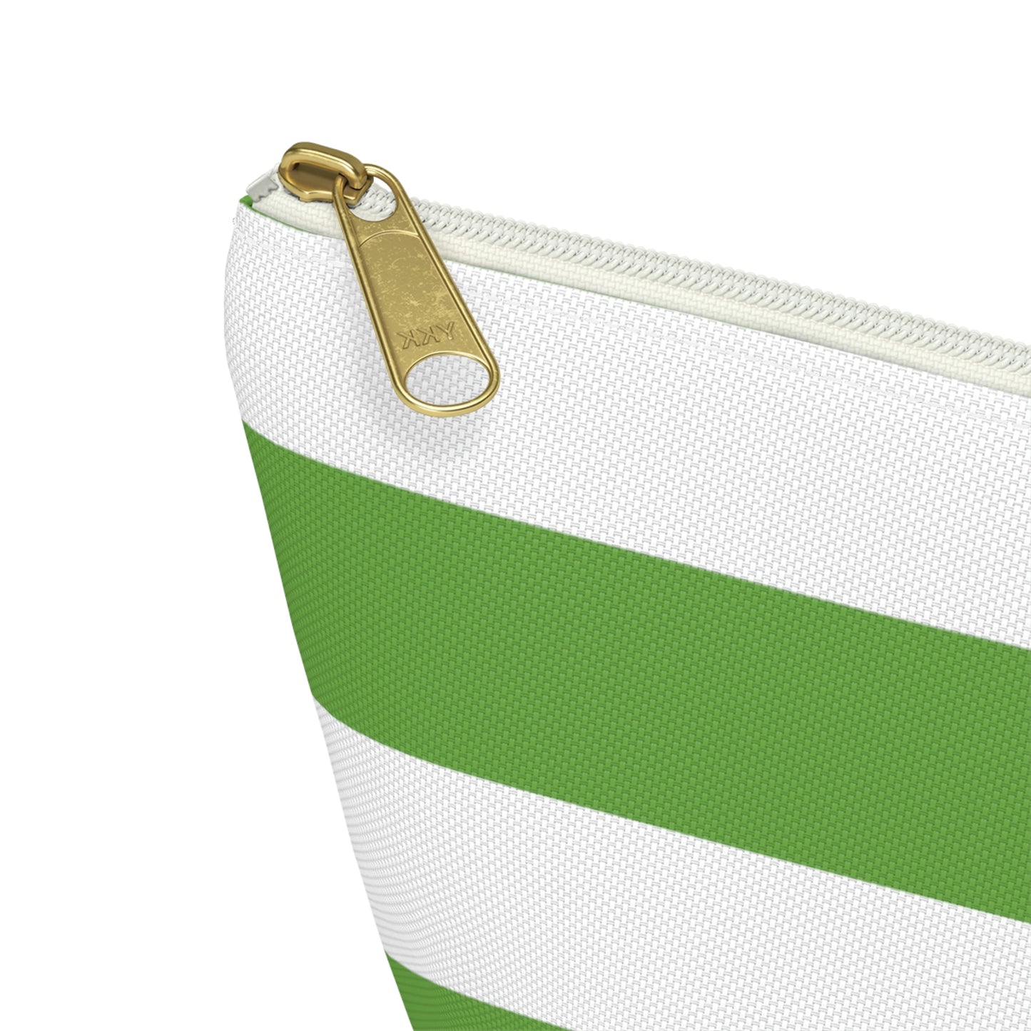 Big Bottom Zipper Pouch - Lime Green/White Stripes