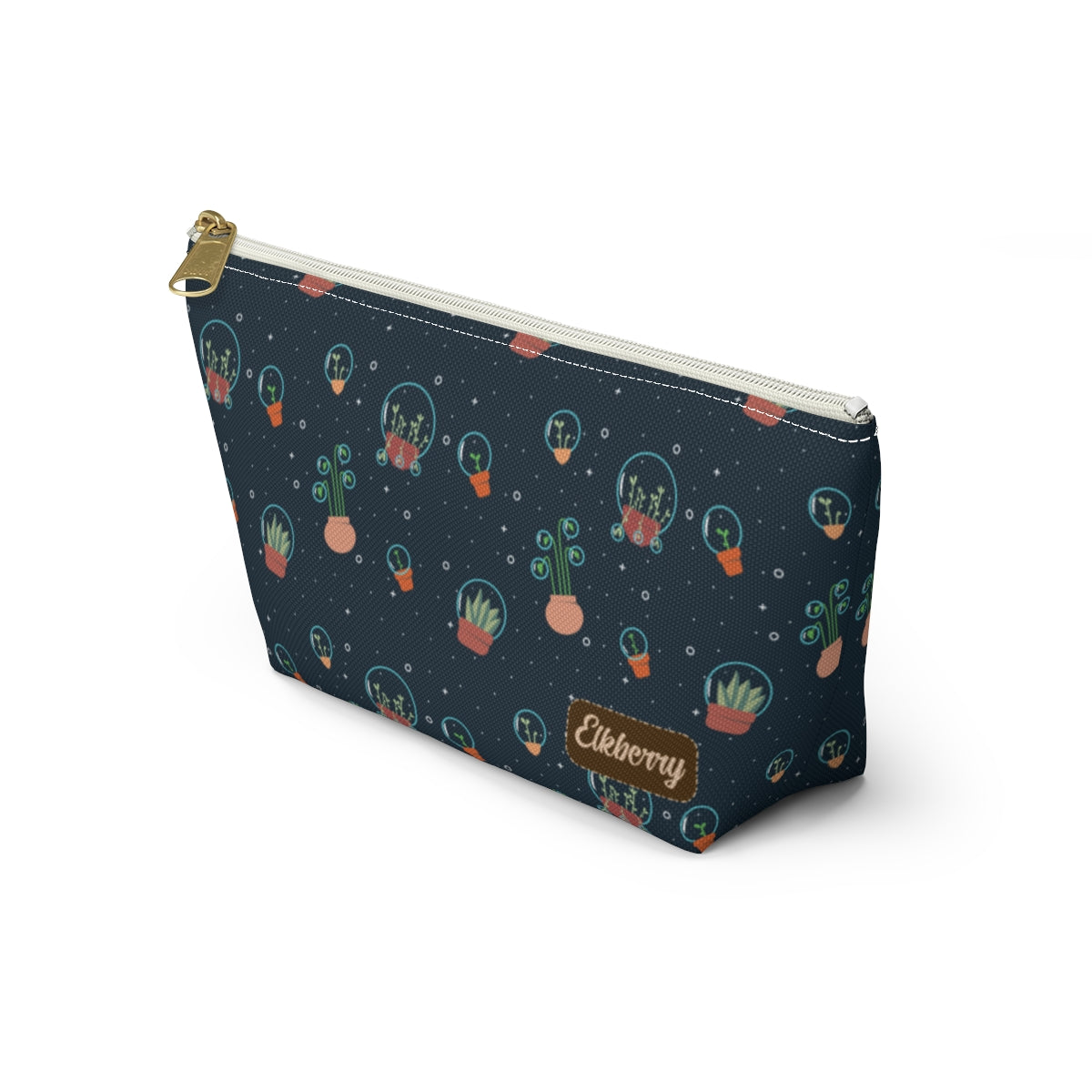 Big Bottom Zipper Pouch - Space Garden
