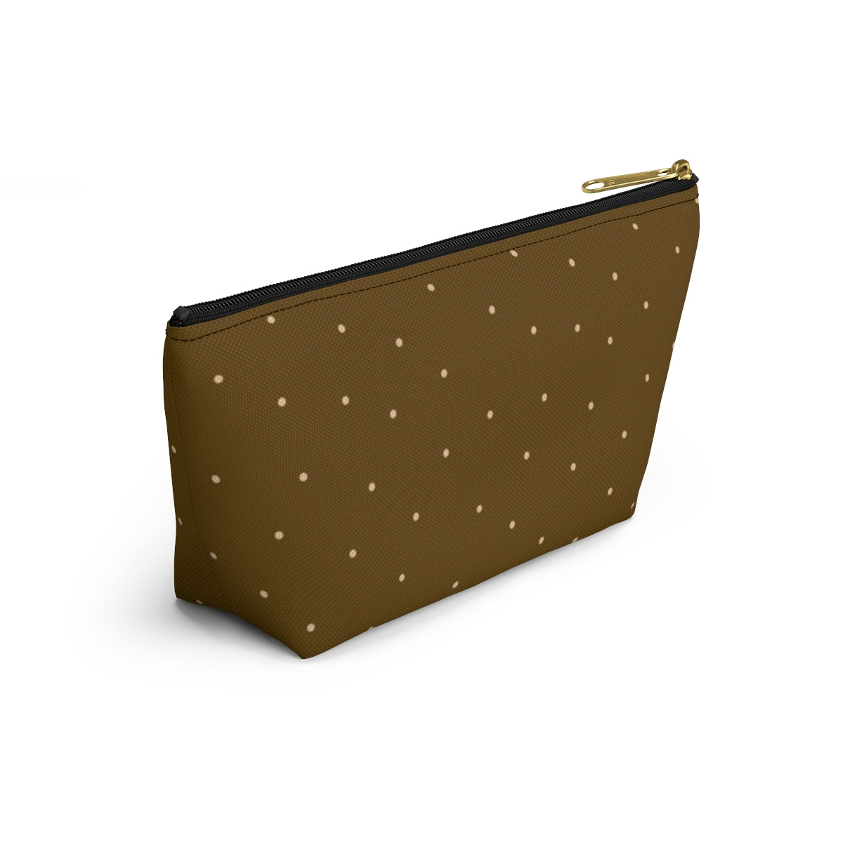 Big Bottom Zipper Pouch - Dots on Mustard