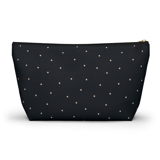 Big Bottom Zipper Pouch - Dots on Navy