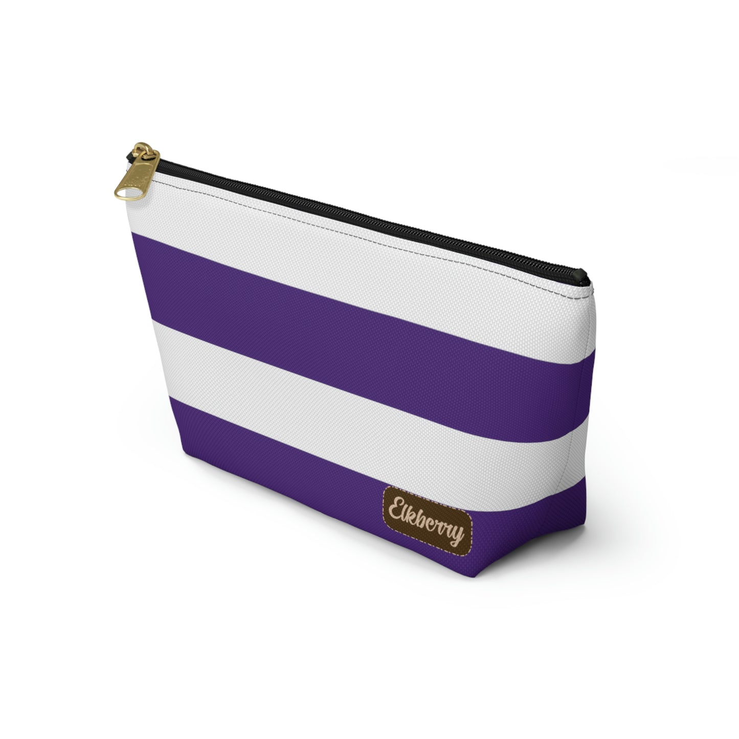 Big Bottom Zipper Pouch - Purple/White Stripes