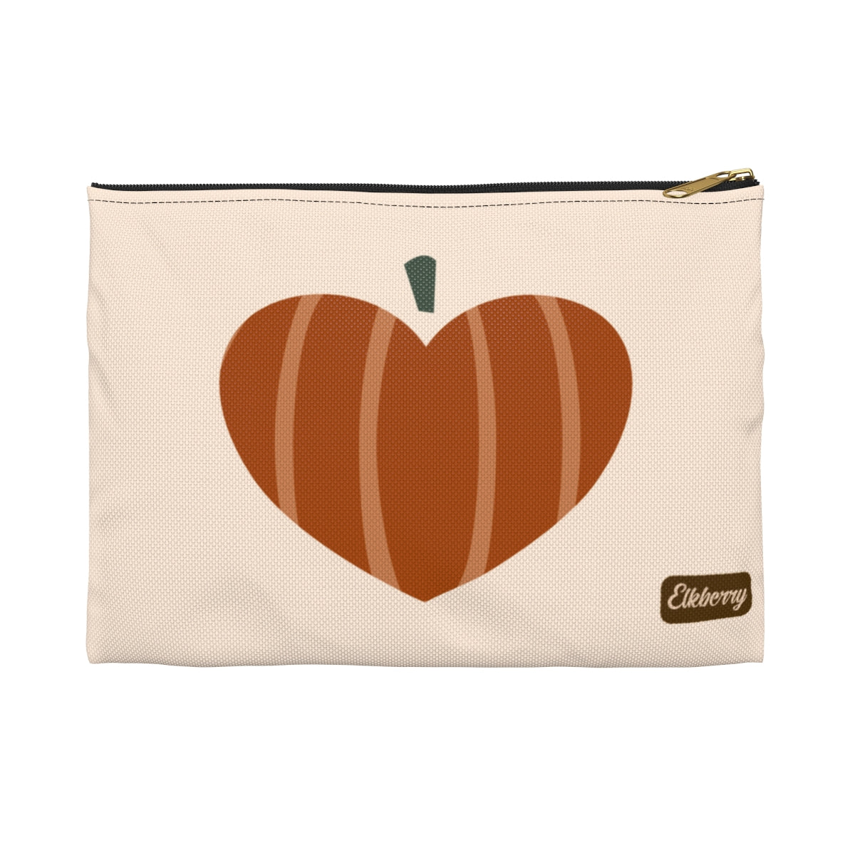 Flat Zipper Pouch - Pumpkin Heart