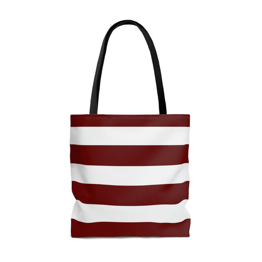 Lightweight Tote Bag - Berry/White Stripes