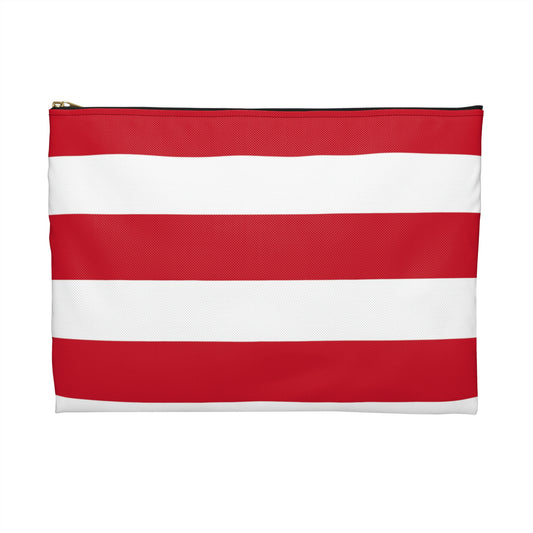 Flat Zipper Pouch - Red/White Stripes