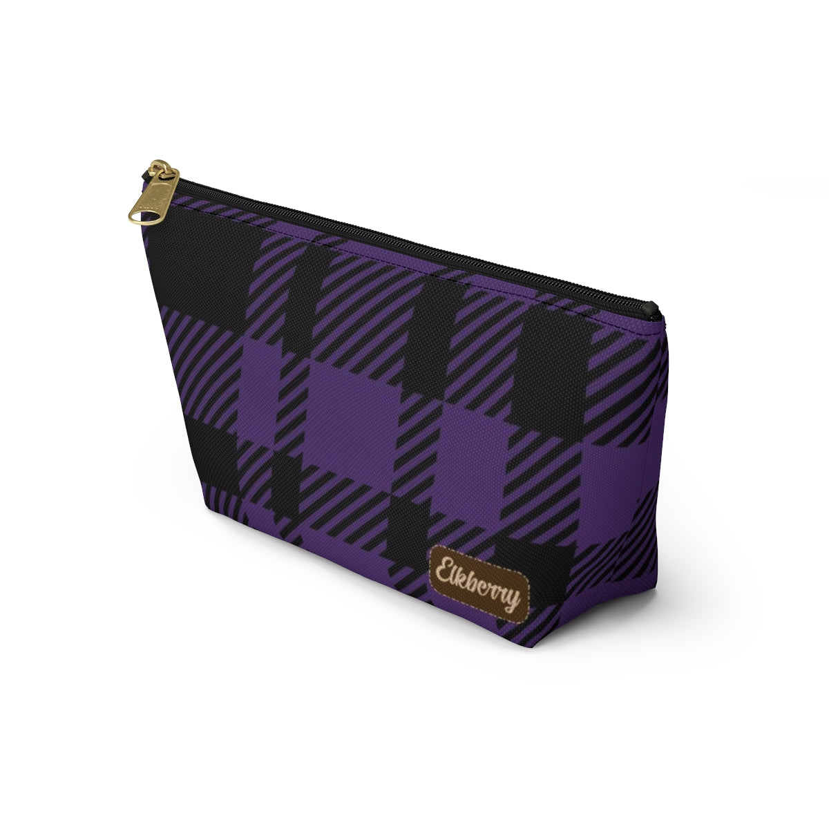 Big Bottom Zipper Pouch - Purple Buffalo Check, Purple Plaid