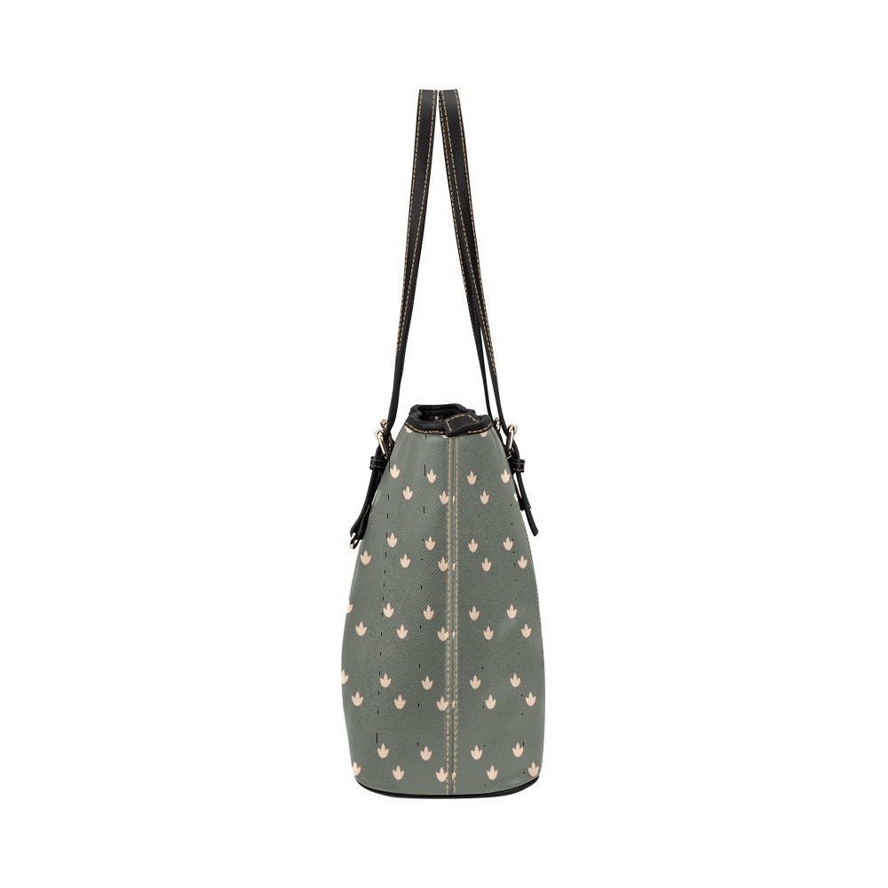 Lotus - Sage Vegan Leather Zipper Tote Handbag (Large)
