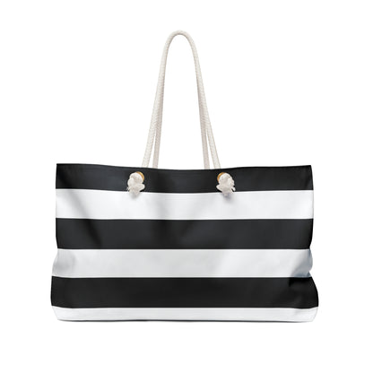 Weekender Tote Bag - Black/White Stripes