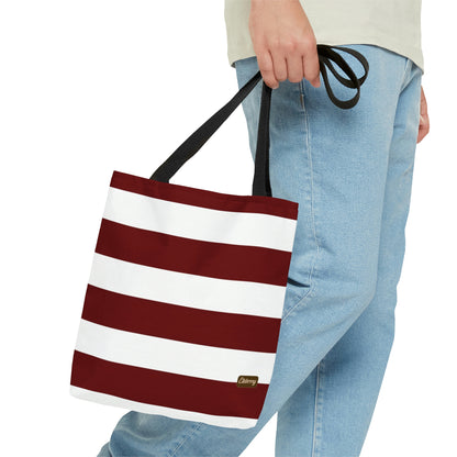 Lightweight Tote Bag - Berry/White Stripes