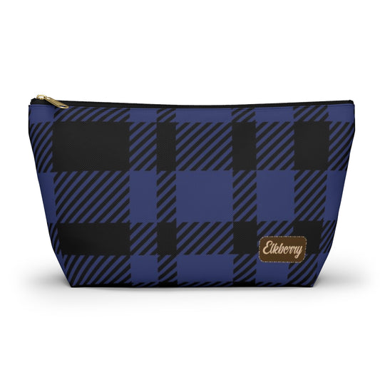 Big Bottom Zipper Pouch - Blue Buffalo Check, Blue Plaid