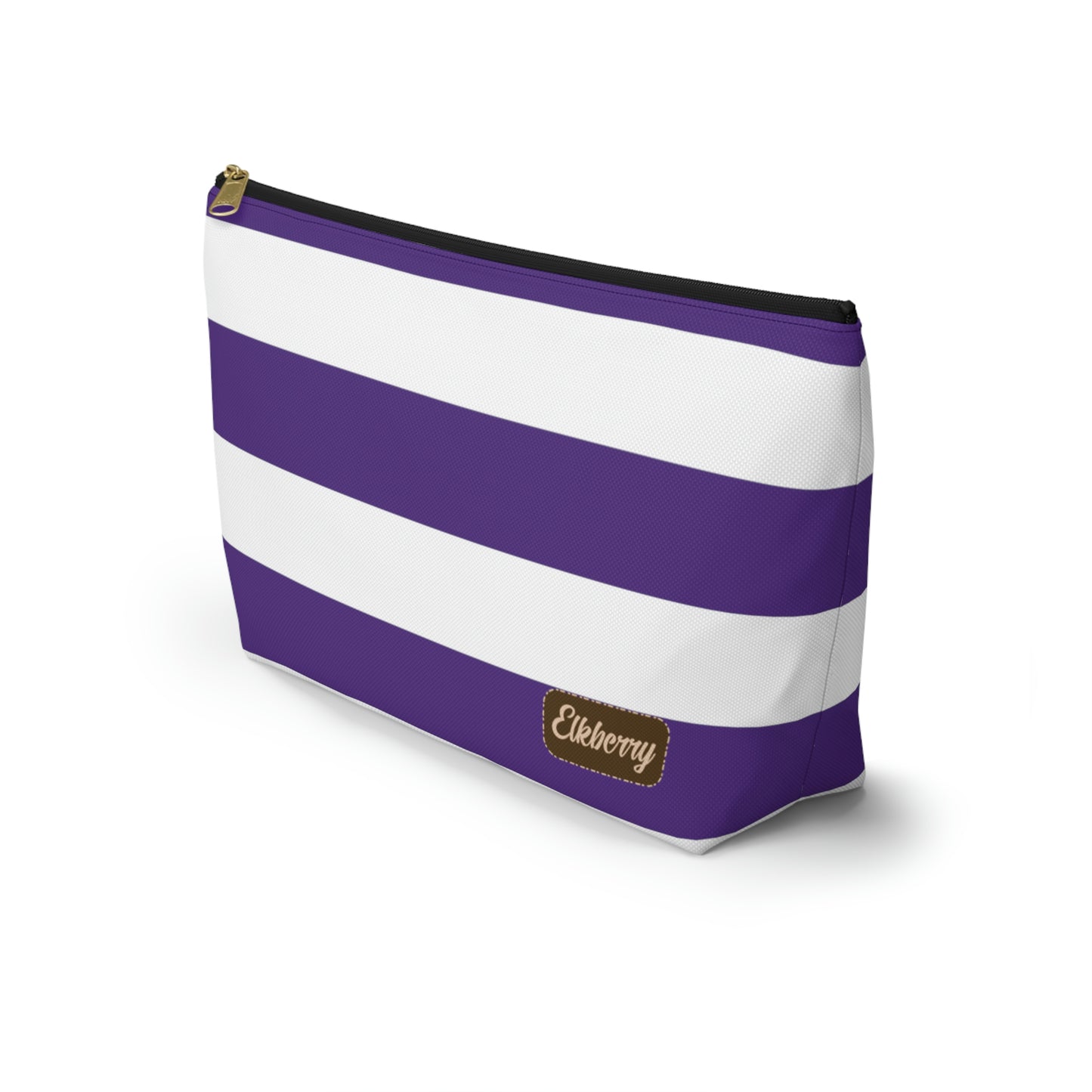 Big Bottom Zipper Pouch - Purple/White Stripes