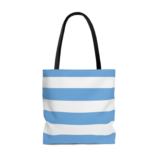 Lightweight Tote Bag - Light Blue/White Stripes