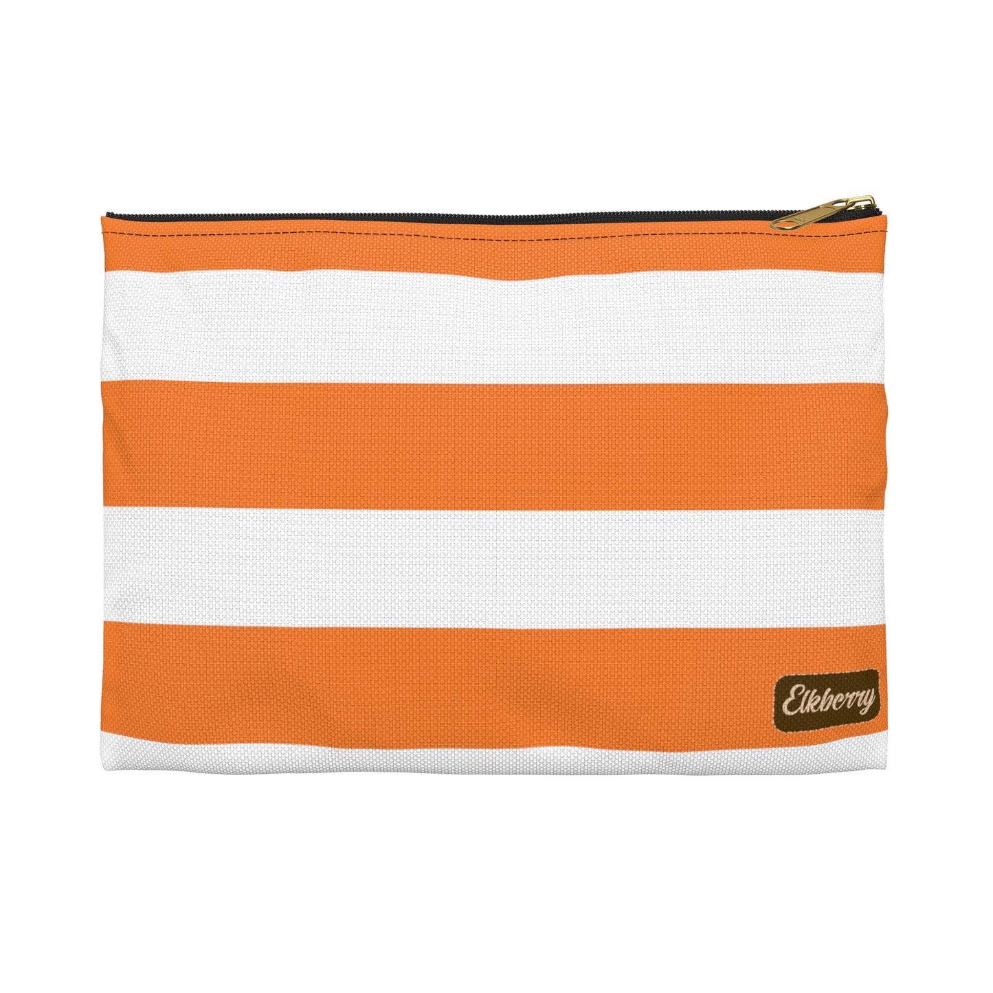 Flat Zipper Pouch - Orange/White Stripes