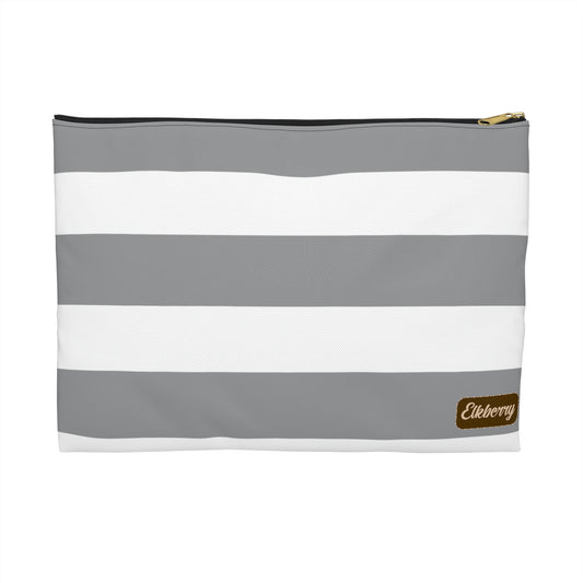 Flat Zipper Pouch - Ash Gray/White Stripes