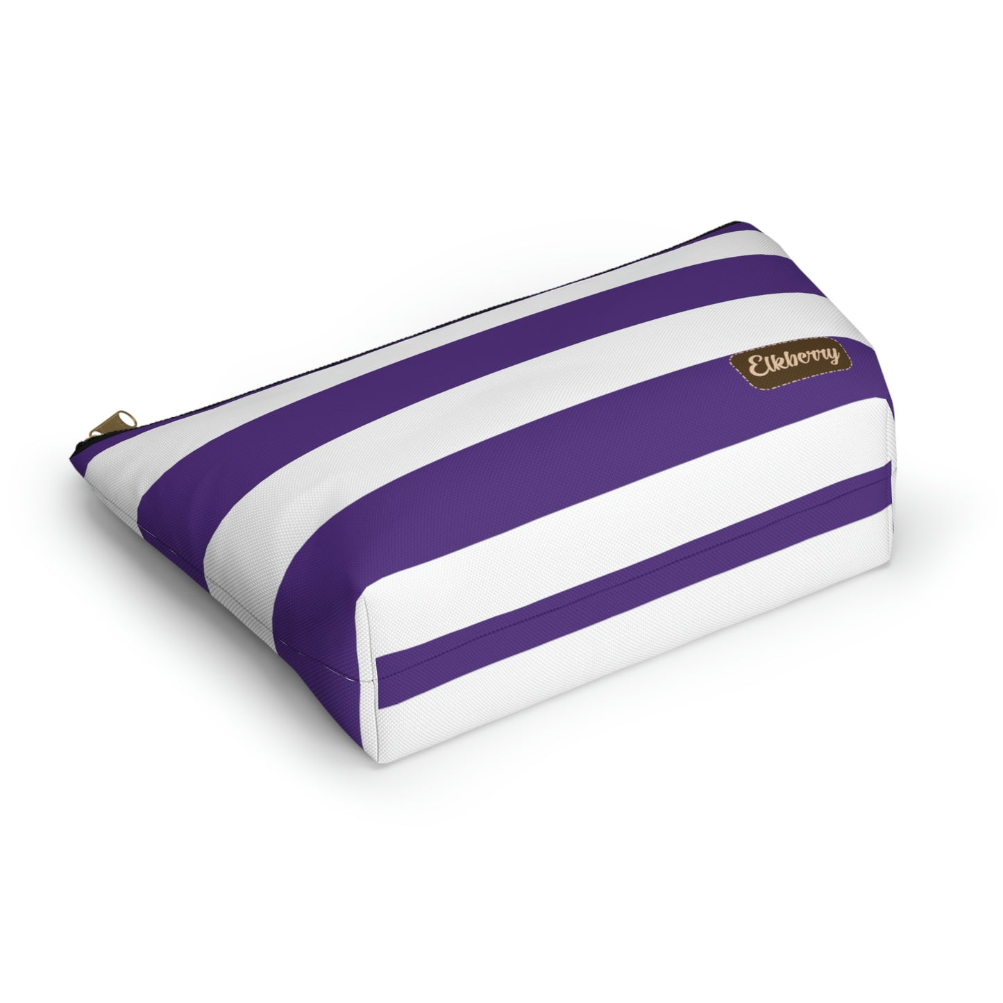 Big Bottom Zipper Pouch - Purple/White Stripes