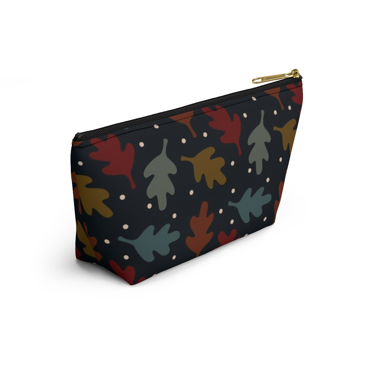Big Bottom Zipper Pouch - Fall Leaves on Navy