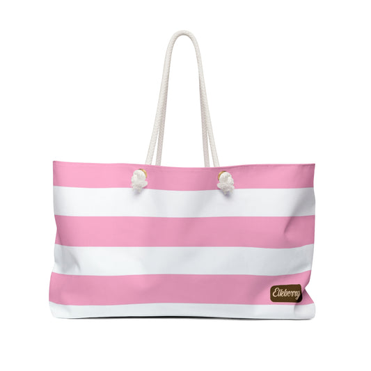 Weekender Tote Bag - Baby Pink/White Stripes